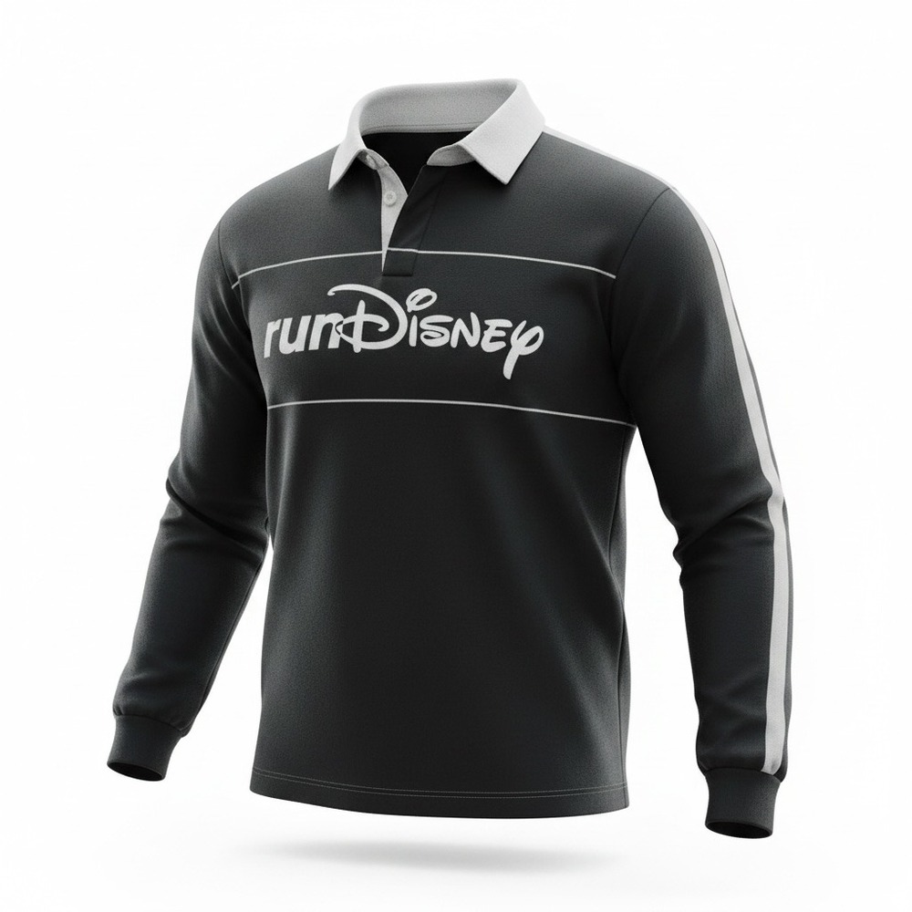 RUN DISNEY PARKS/BLACK & GRAY/LONG SLEEVE POLO/MEN'S/SIZE M/NWT/MSDRP091126